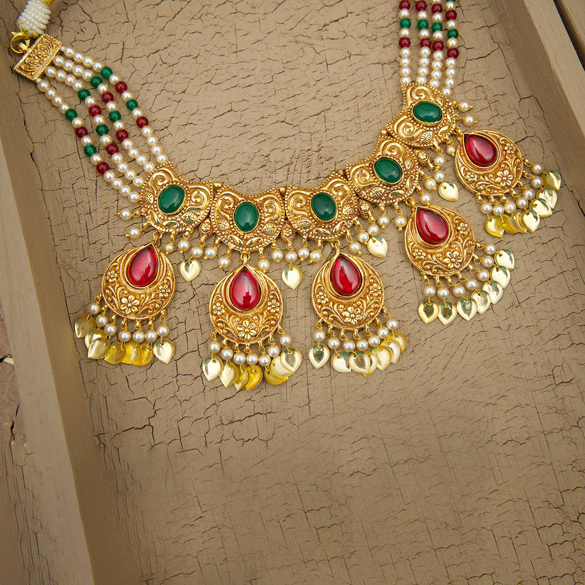 AabrooNecklace Earrings Tikka Handcrafted Gold Plated
