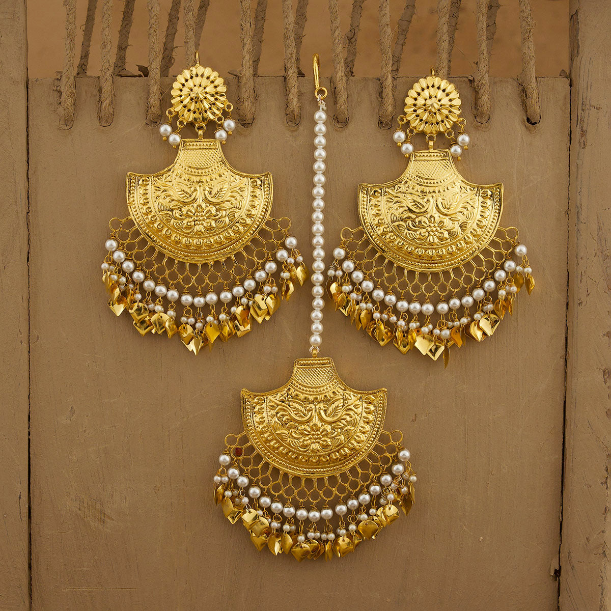 Tirveni Earring Tikka Handcrafted Gold Plated