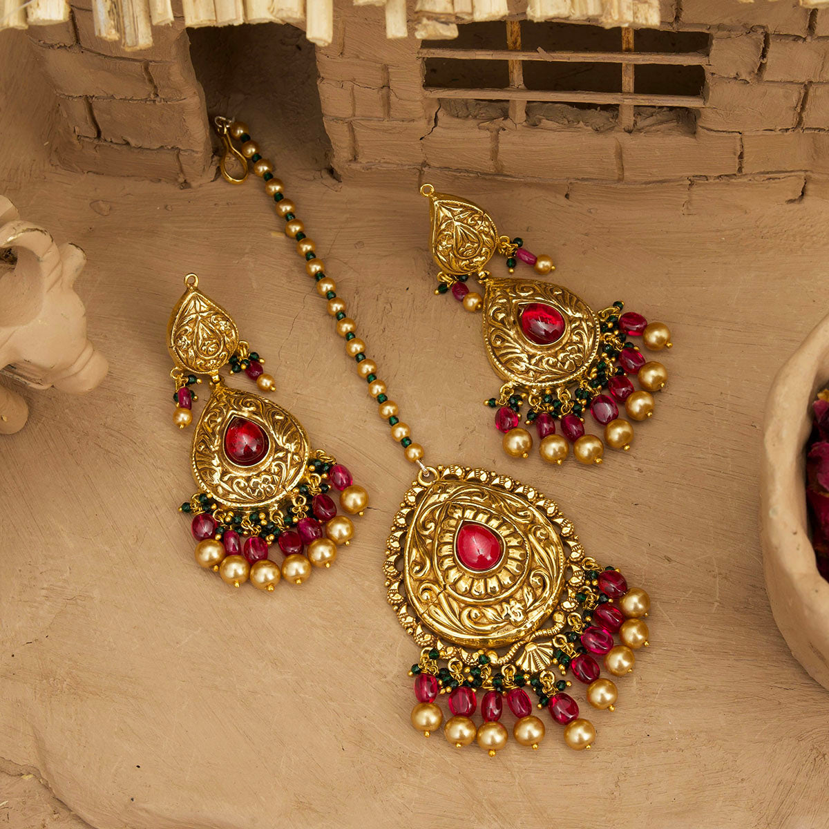 Mehak Earring Tikka Handcrafted Gold Plated