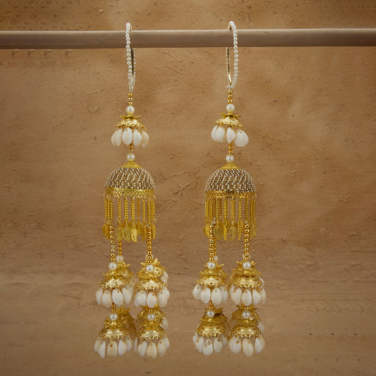Sahba Gold Plated Kalira With Shell Pearls