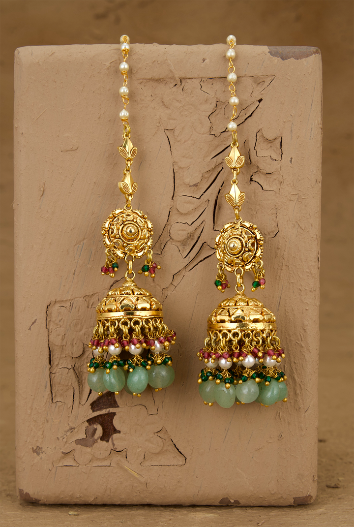 Peepal Jhumki Handcrafted Gold Plated
