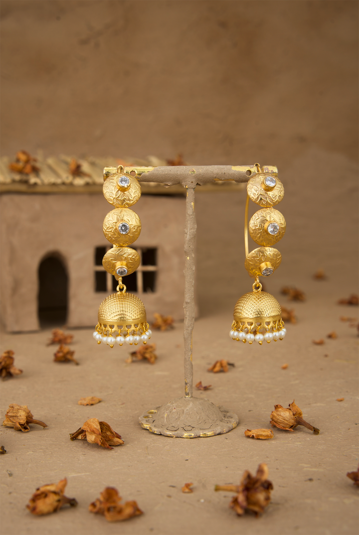 Roshni Jhumki Handcrafted Gold Plated