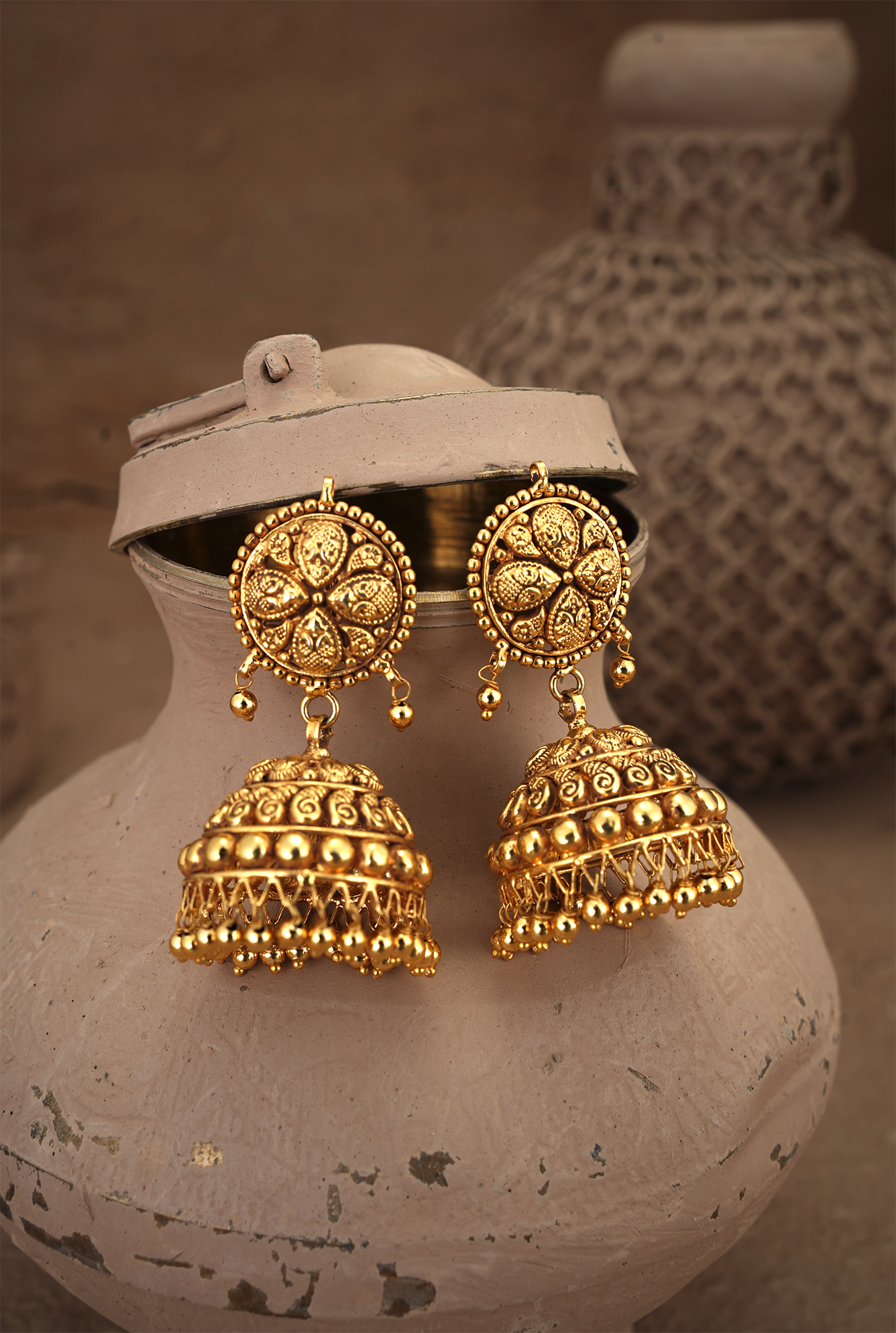 Mahnoor Jhumki Handcrafted Gold Plated