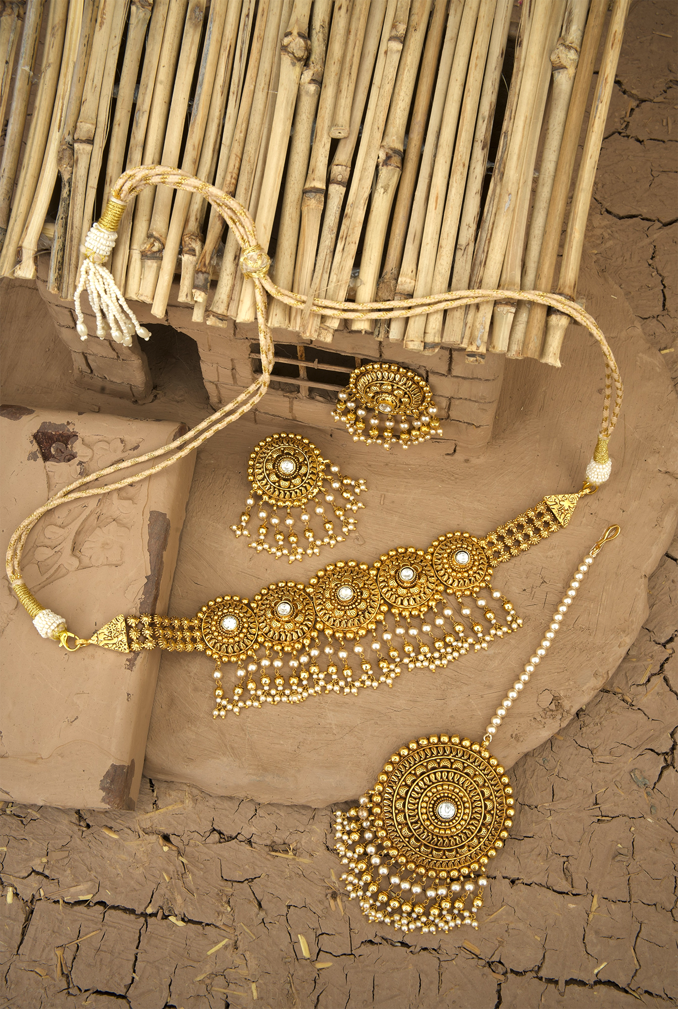 Nargish choker Earing Tikka Handcrafted Gold Plated