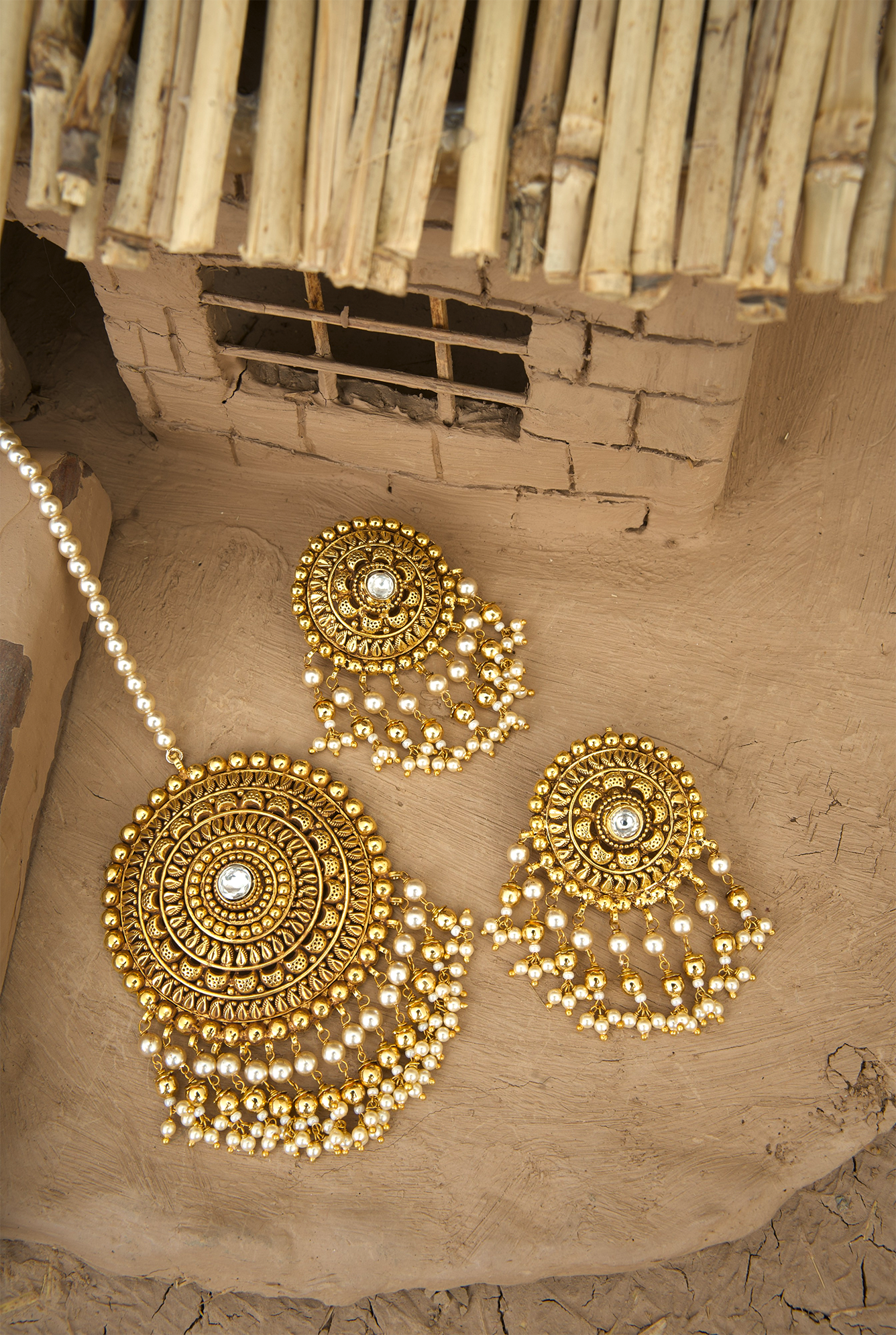 Nargish choker Earing Tikka Handcrafted Gold Plated