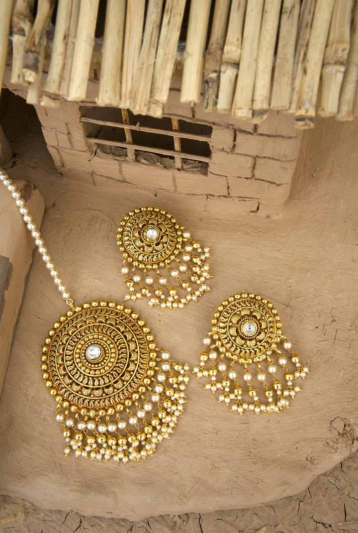 Nargish choker Earing Tikka Handcrafted Gold Plated