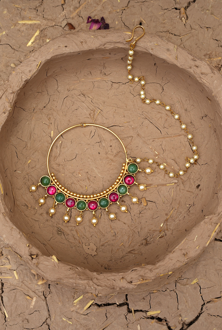 Nargish Nuth Handcrafted Gold Plated