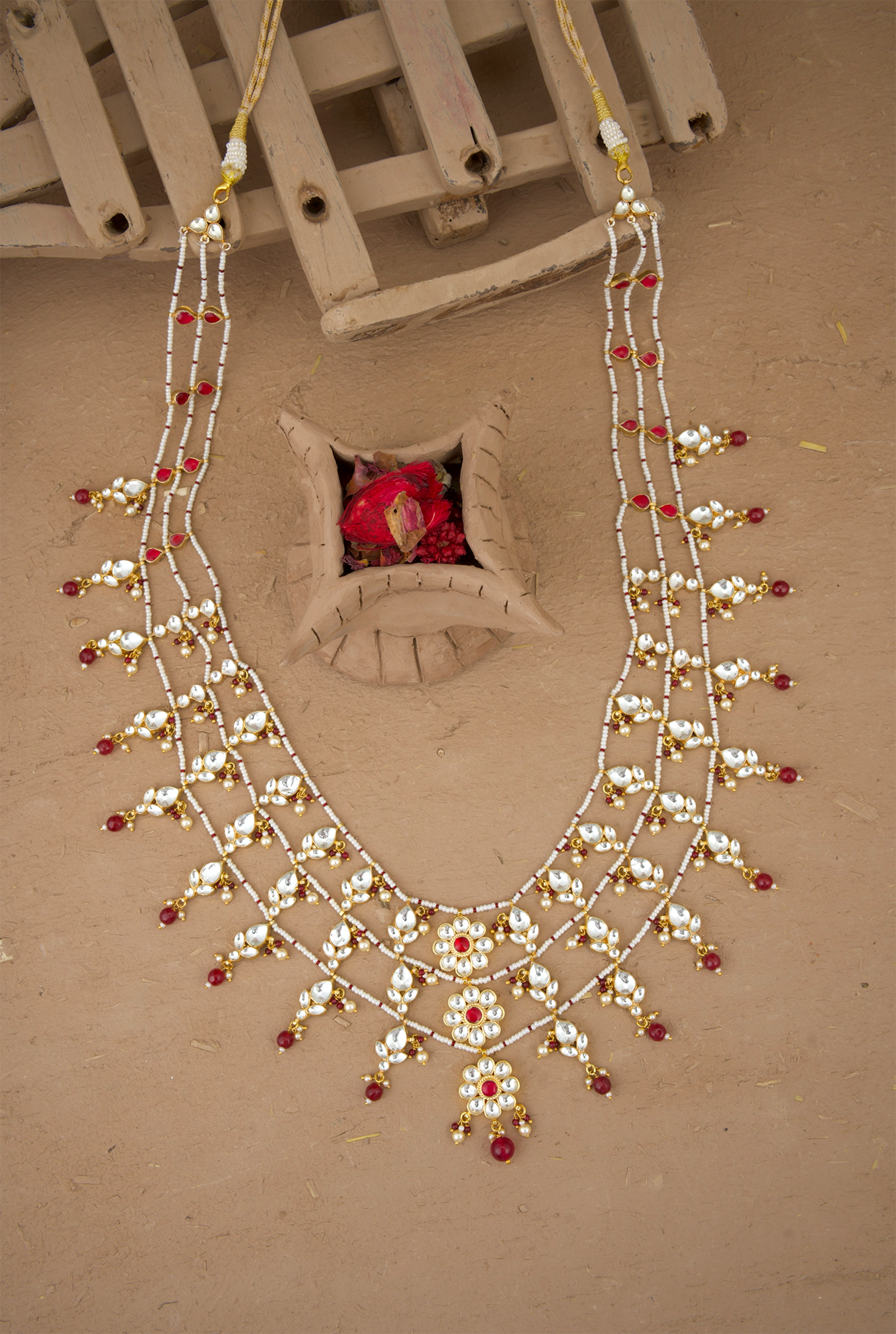 Bahaar Ruby Kundan Achkan Mala Handcrafted
