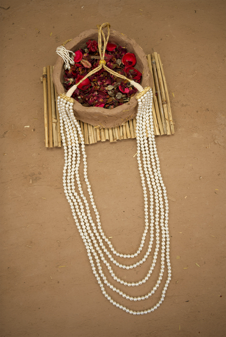 Zarina Pearl Achkan Mala Handcrafted