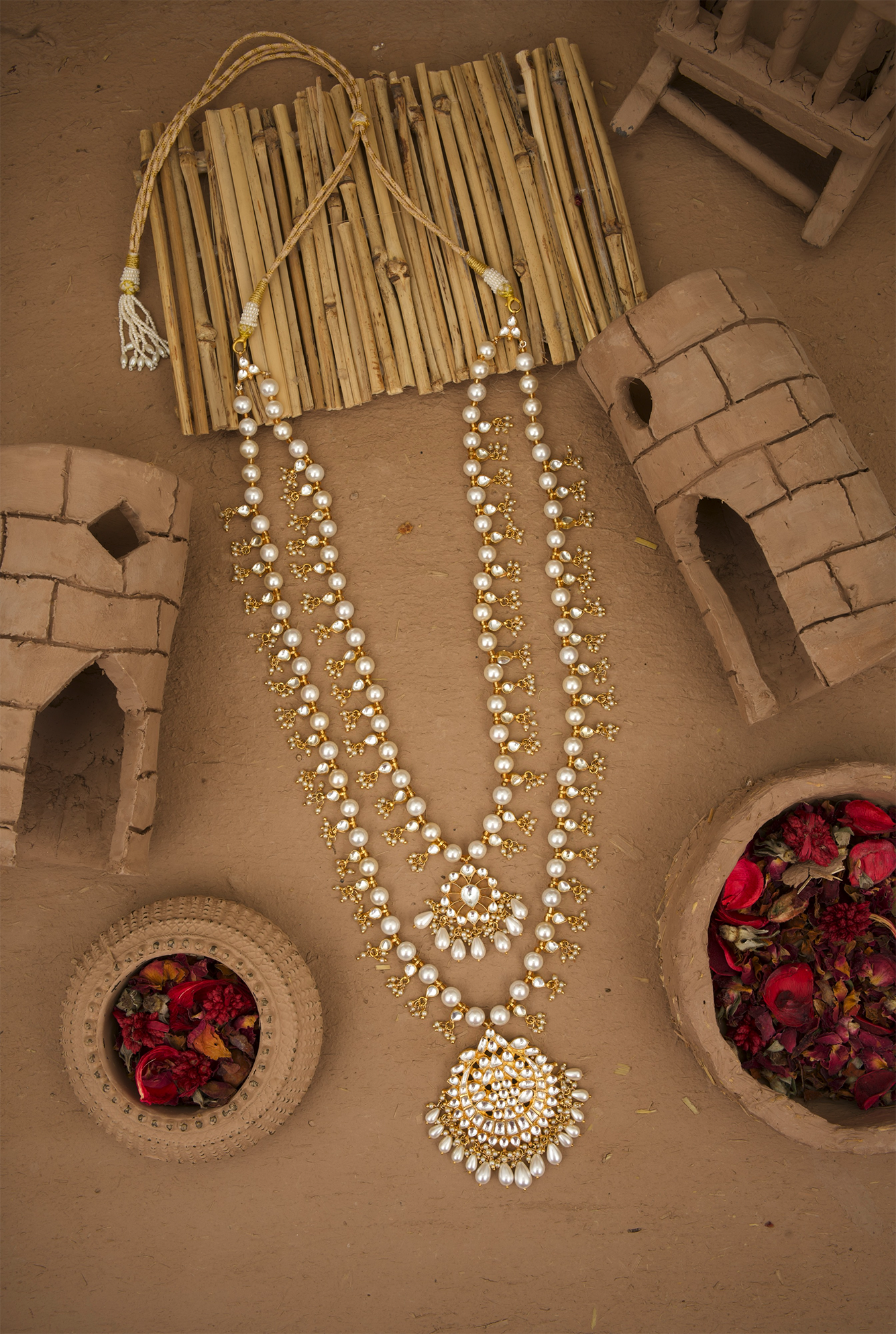 Sitara Pearl Achkan Mala Handcrafted