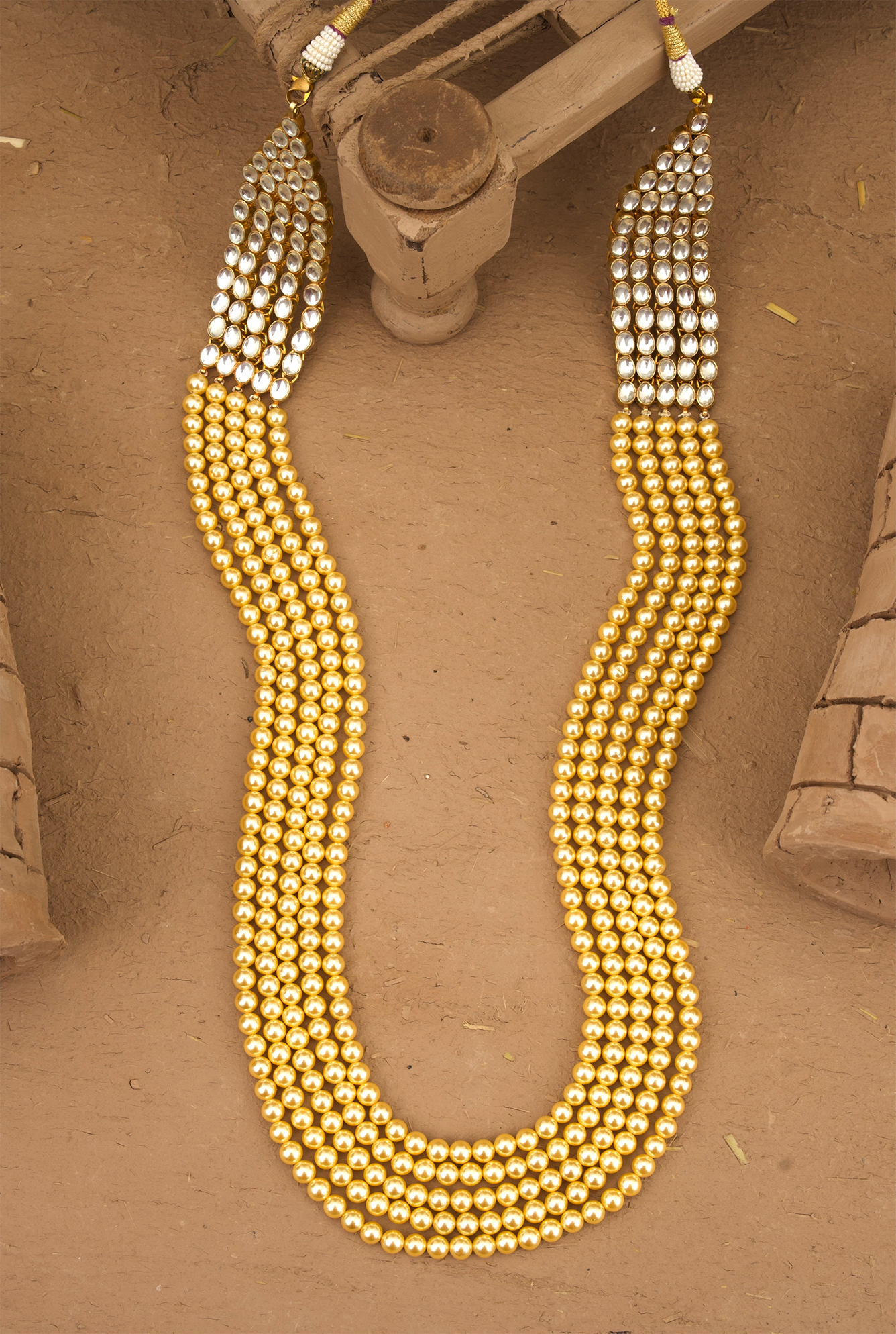 Riwaaz Pearl Kundan Achkan Mala Handcrafted