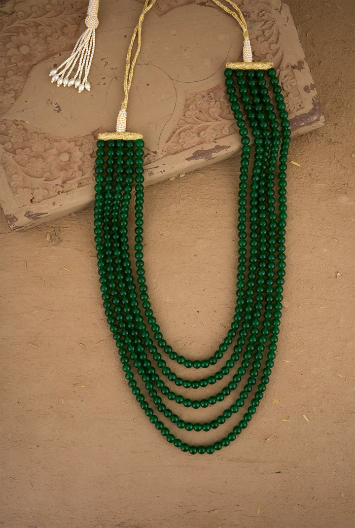 Ziya  Emerald  Achkan Mala Handcrafted
