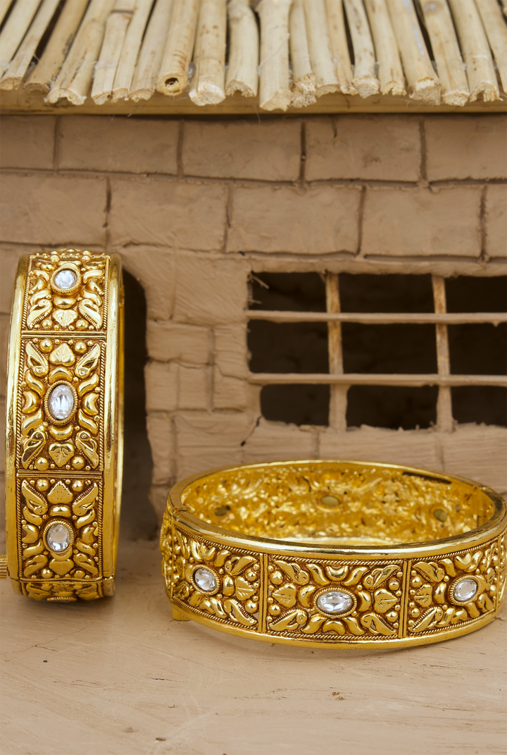 Nargish  openable Handcrafted gold plated bangle