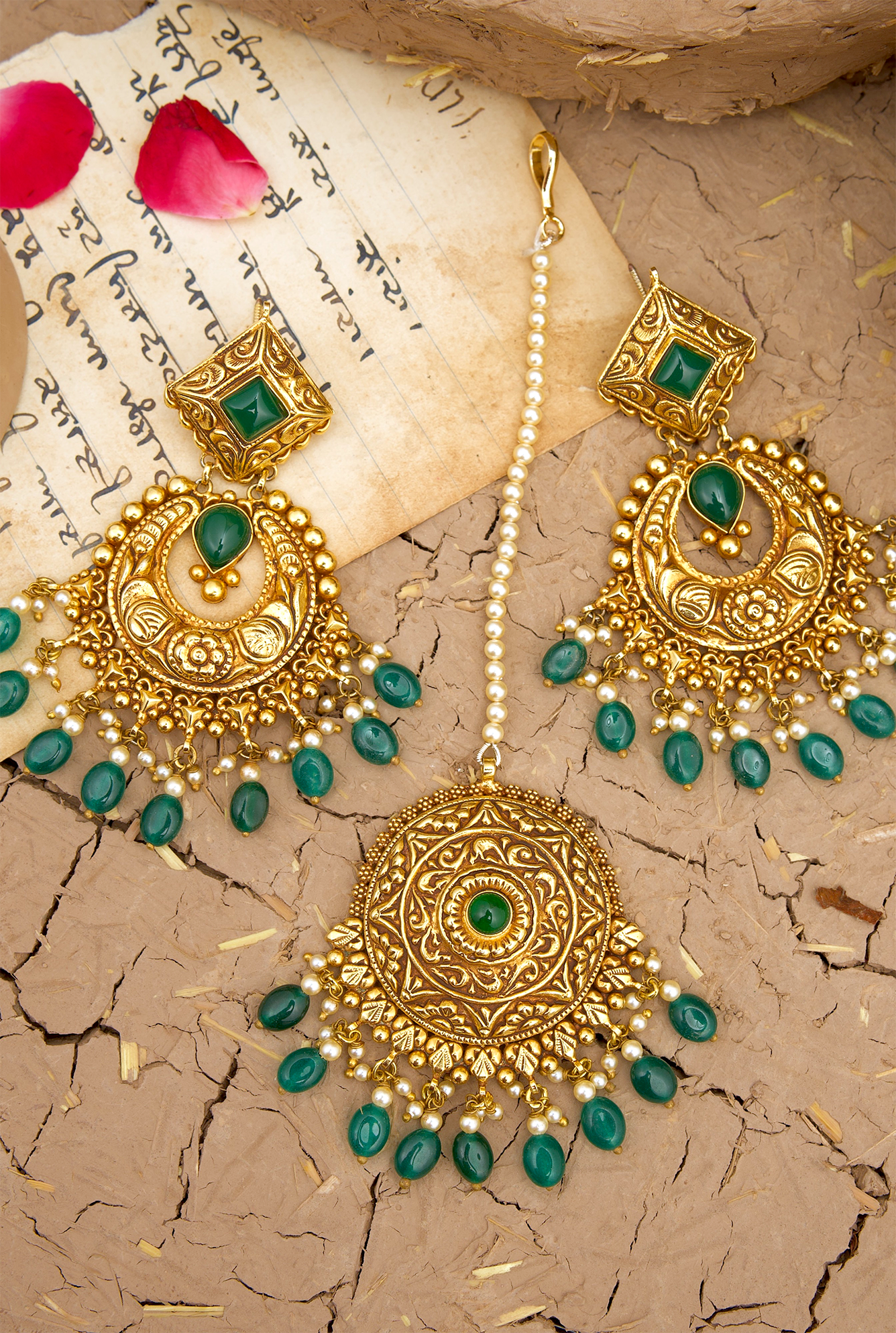 Bhavi Earing Tikka Handcrafted Gold Plated