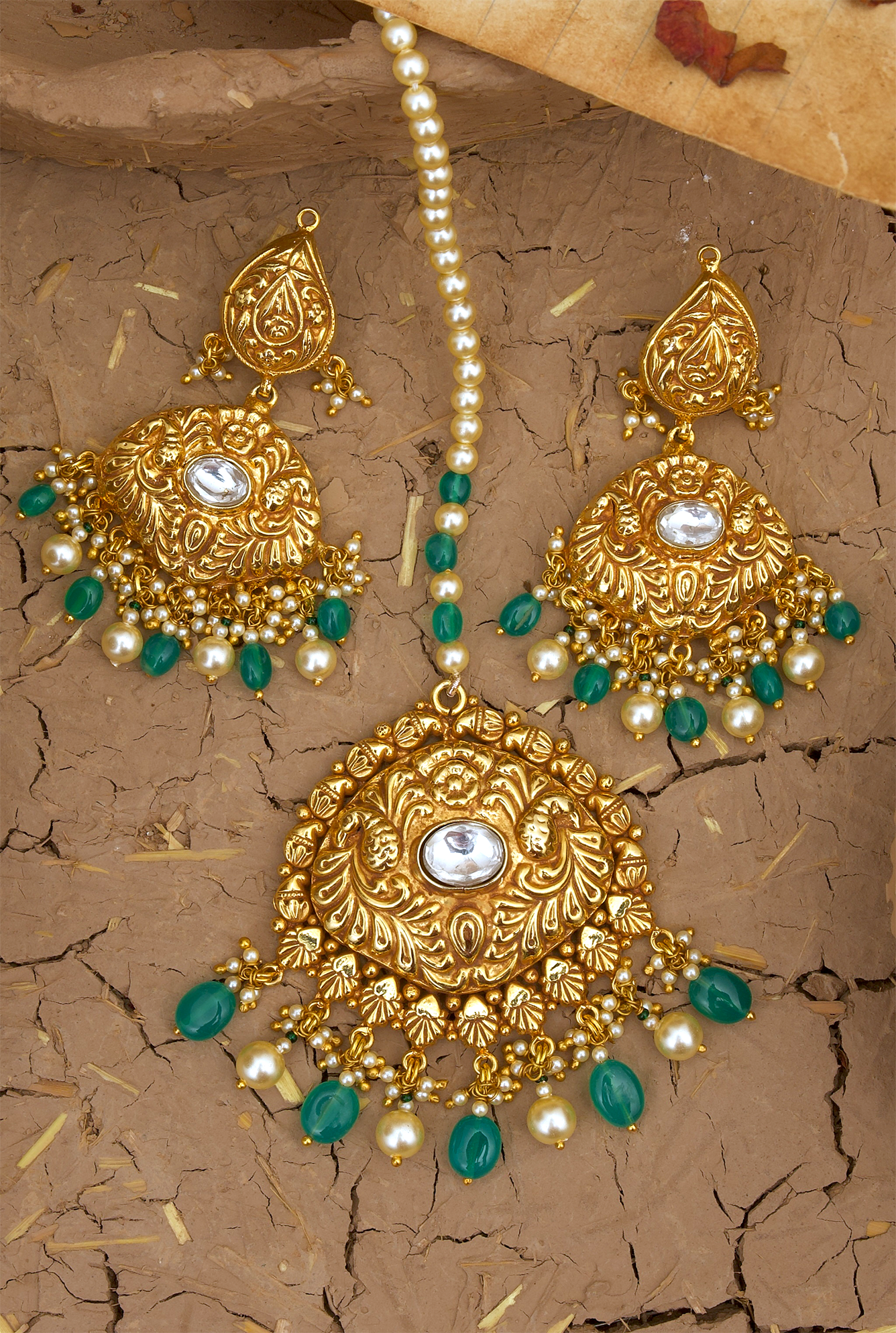 Jaismin Earing Tikka Handcrafted Gold Plated