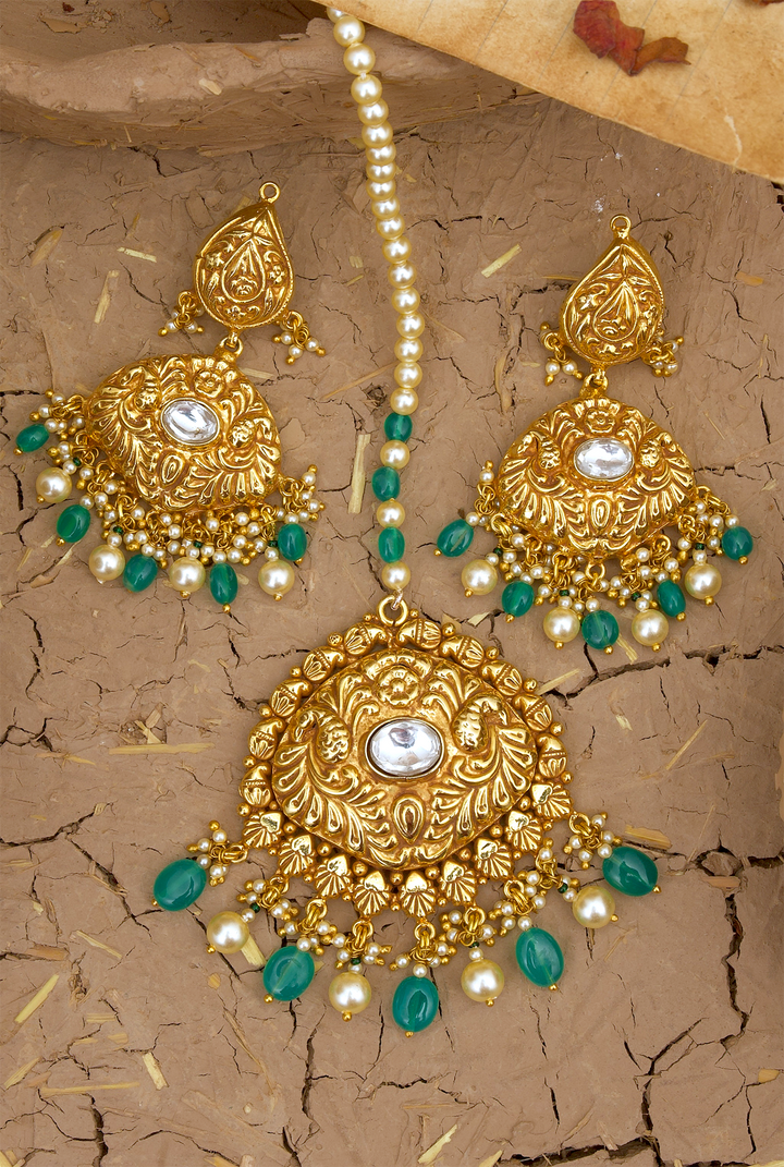 Jaismin Earing Tikka Handcrafted Gold Plated