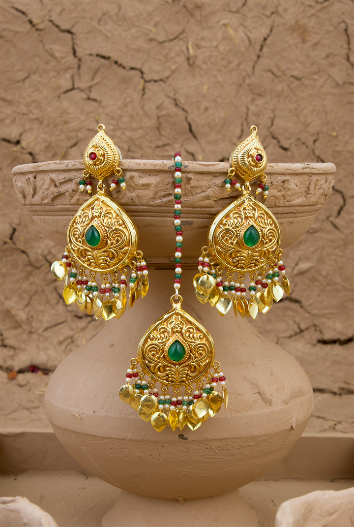 Veena  Earing Tikka Handcrafted Gold Plated