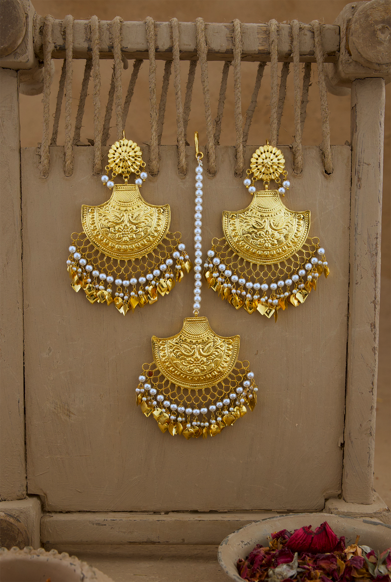 Kamal Earing Tikka Handcrafted Gold Plated