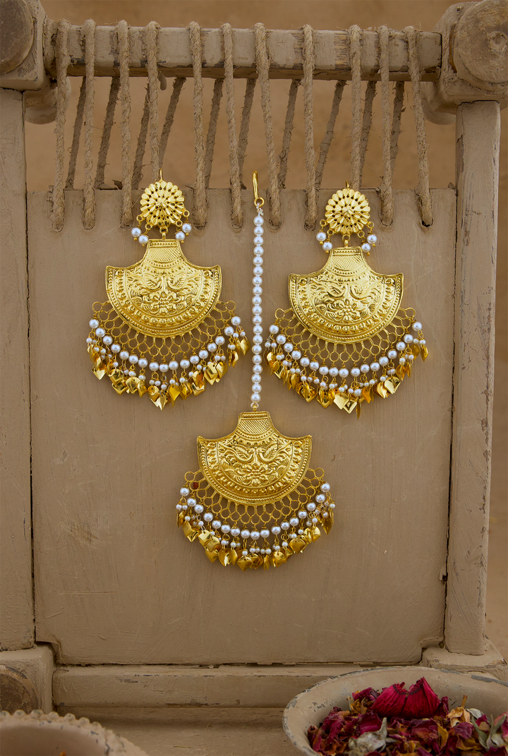 Kamal Earing Tikka Handcrafted Gold Plated