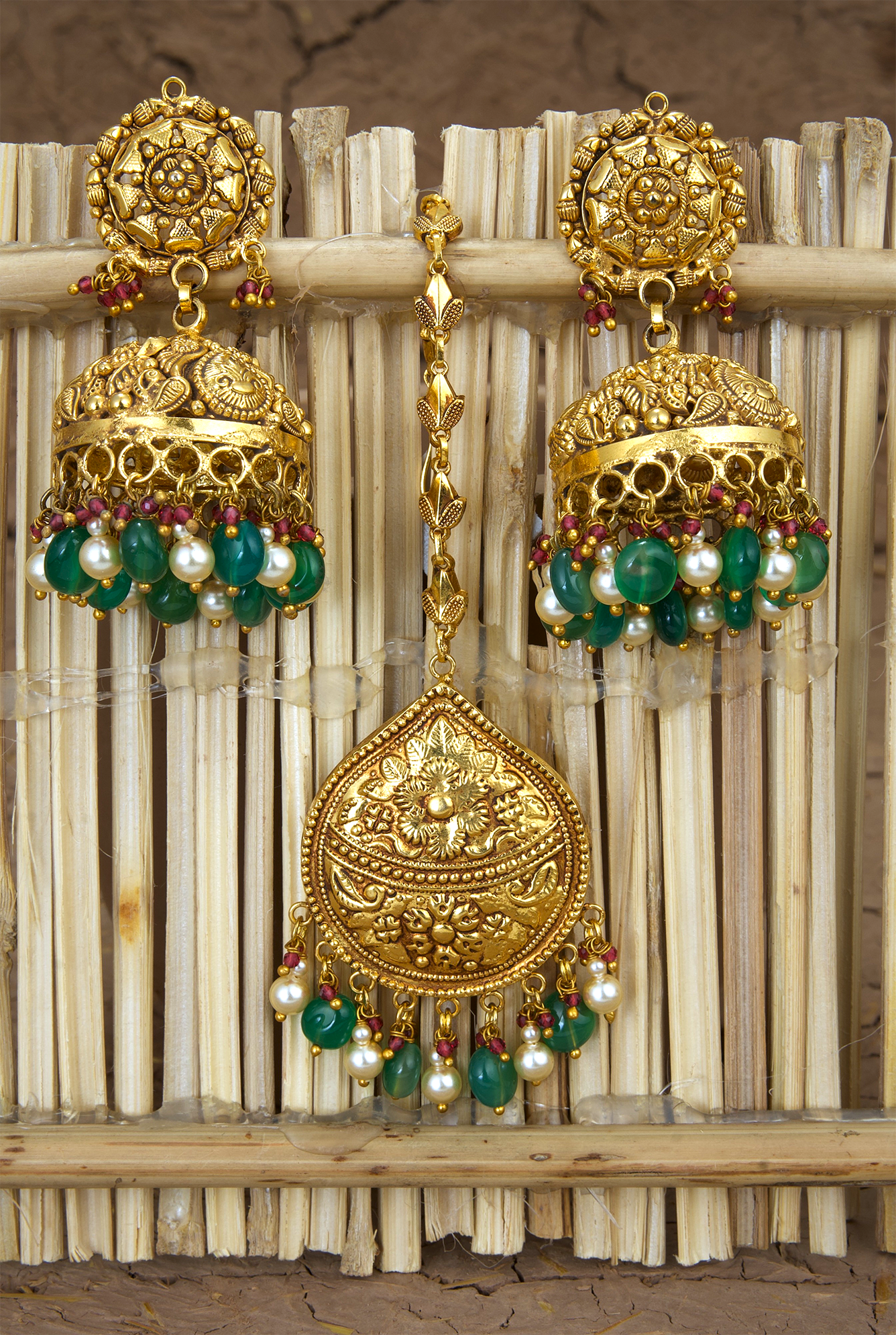 Babool Earing Tikka Handcrafted Gold Plated