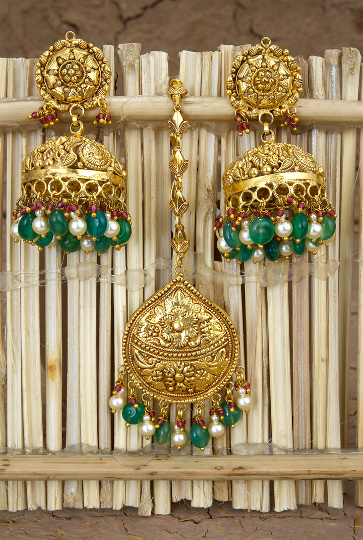 Babool Earing Tikka Handcrafted Gold Plated