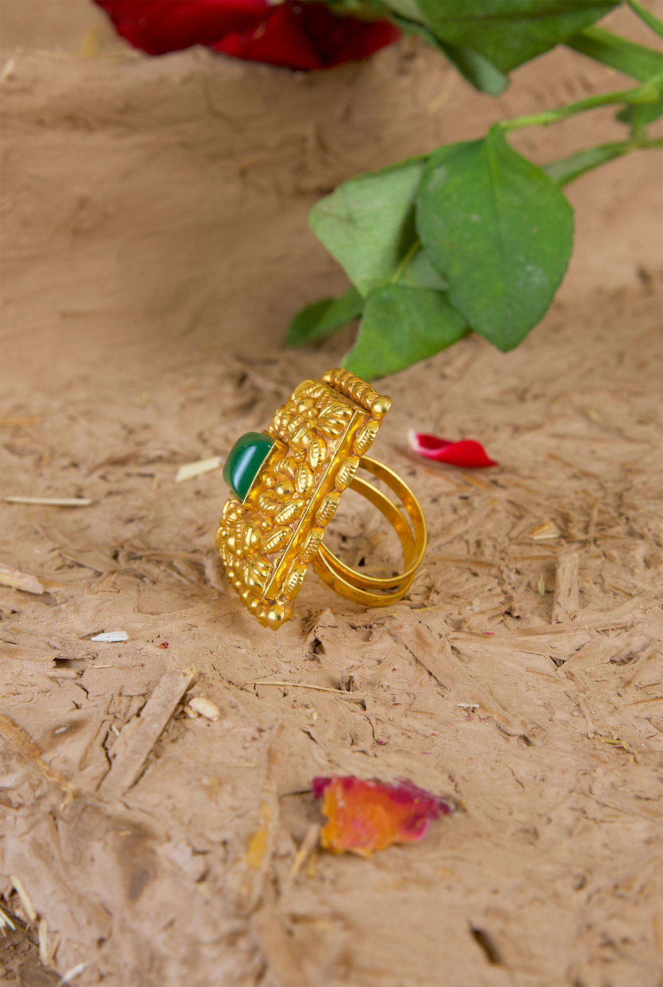 Nargish Ring Handcrafted Gold Plated
