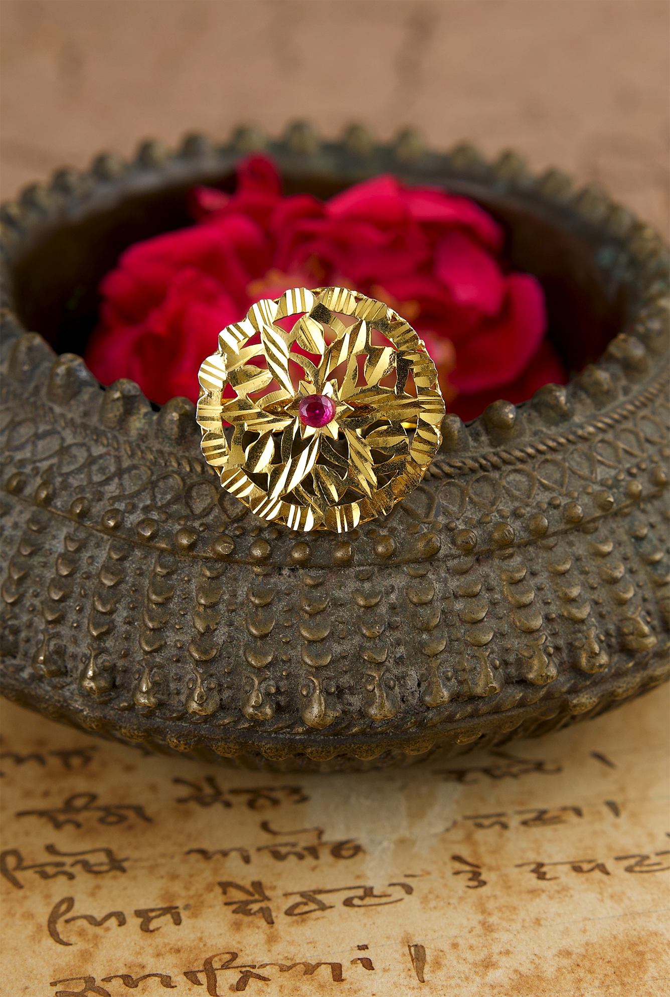 Aabroo Ring Handcrafted Gold Plated