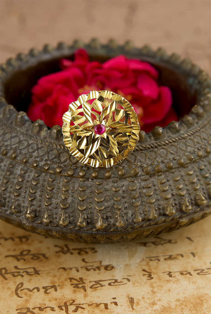 Aabroo Ring Handcrafted Gold Plated