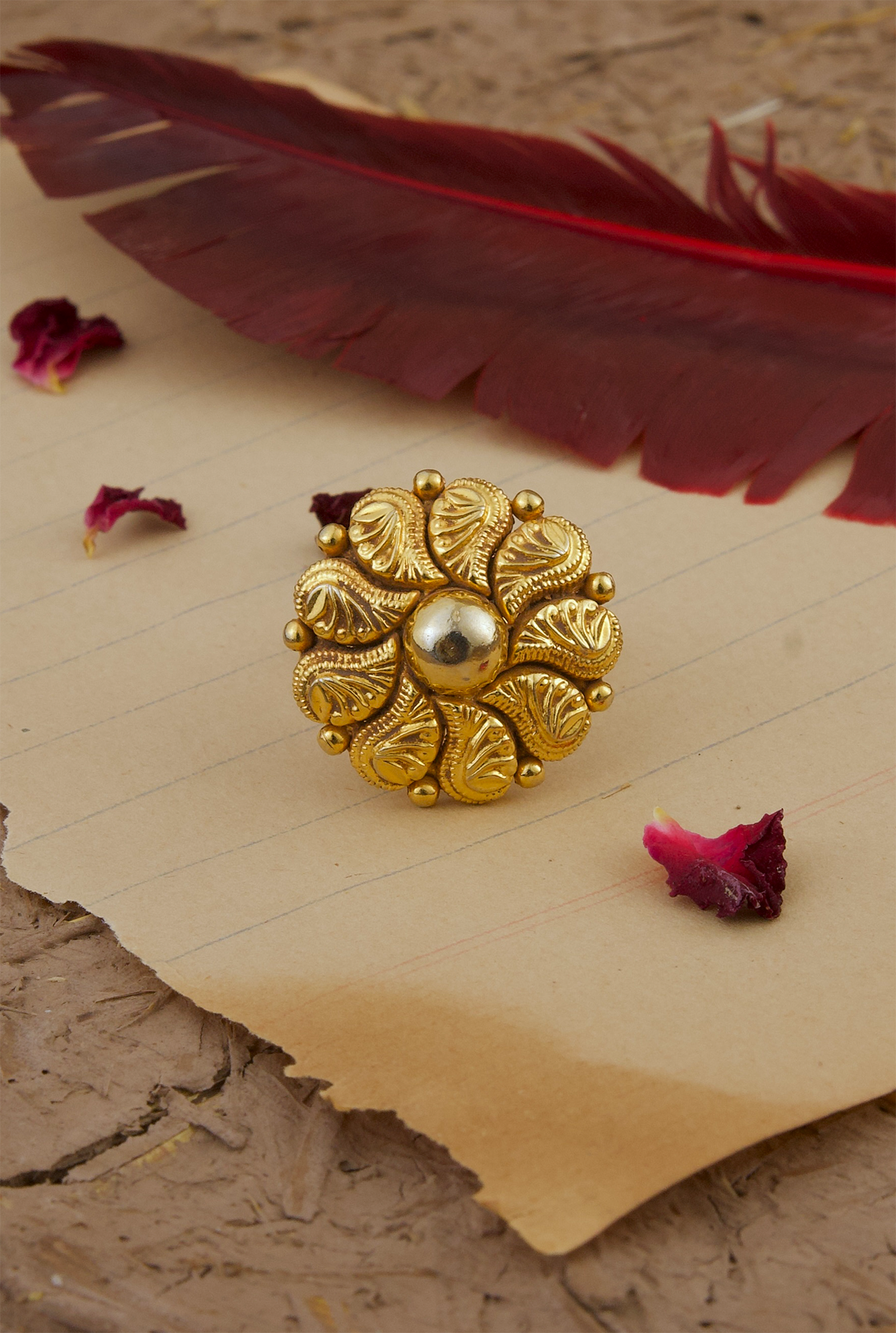 Suman Ring Handcrafted Gold Plated