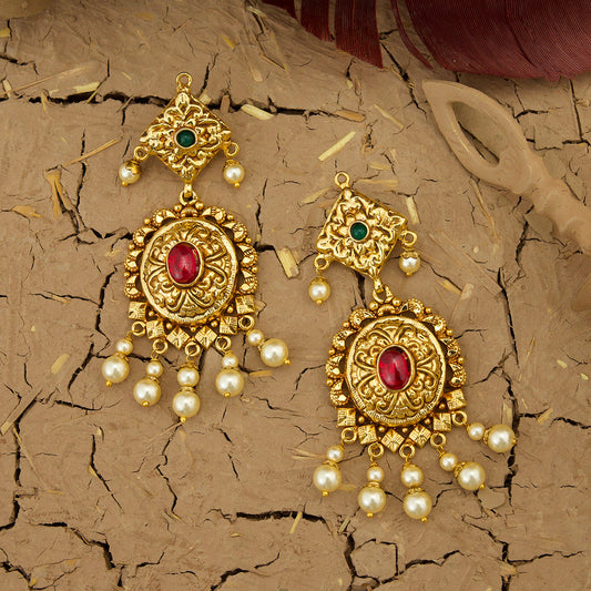 Iram Necklace Earrings Tikka Handcrafted Gold Plated