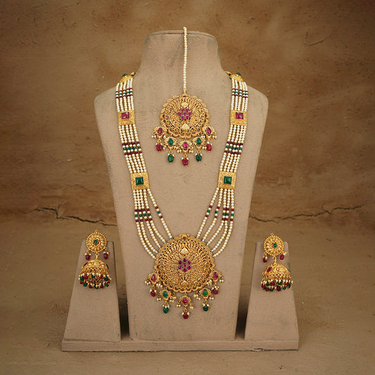 Sana Ranihaar Earrings Tika Set Handcrafted Gold Plated