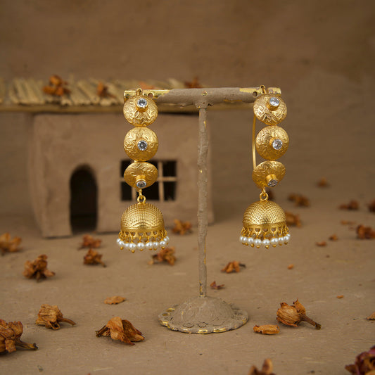 Arwa Jhumki Handcrafted Gold Plated