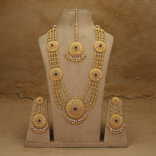 Roohi Ranihaar Earrings Tika Set Handcrafted Gold Plated