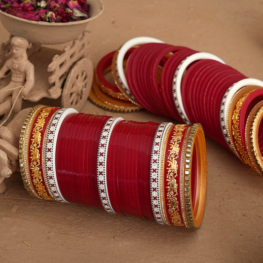 Shahnoor Wedding Churra Redish Maroon Colour