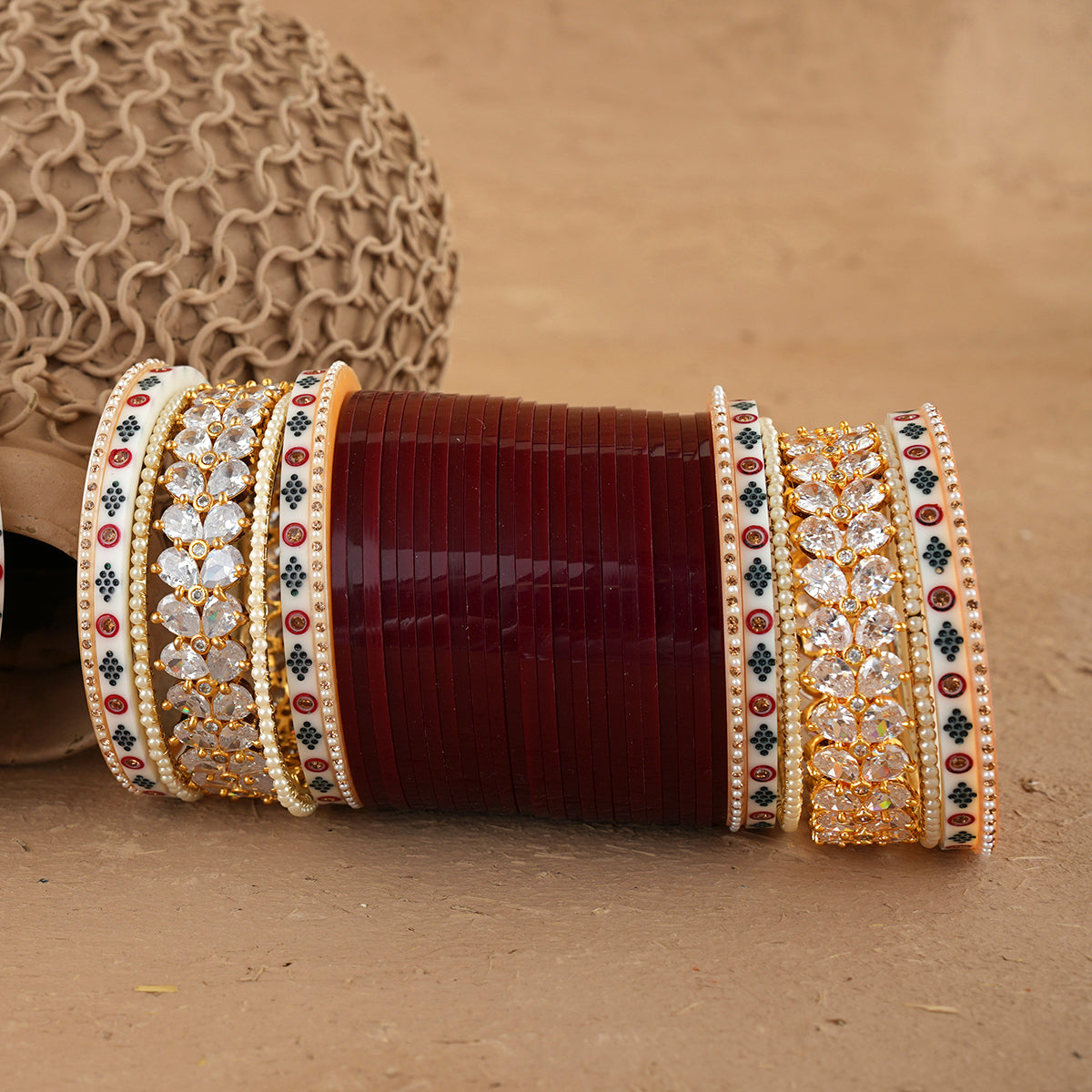 Mehroza Wedding Churra Maroon Colour