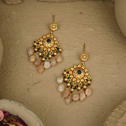 Guneet Necklace Earrings Tikka Handcrafted Gold Plated