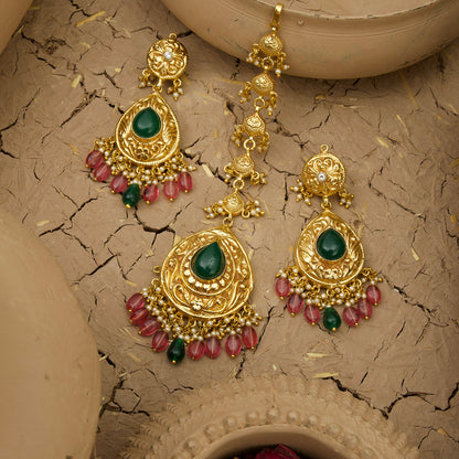 Joya  Necklace Earrings Tikka Handcrafted Gold Plated