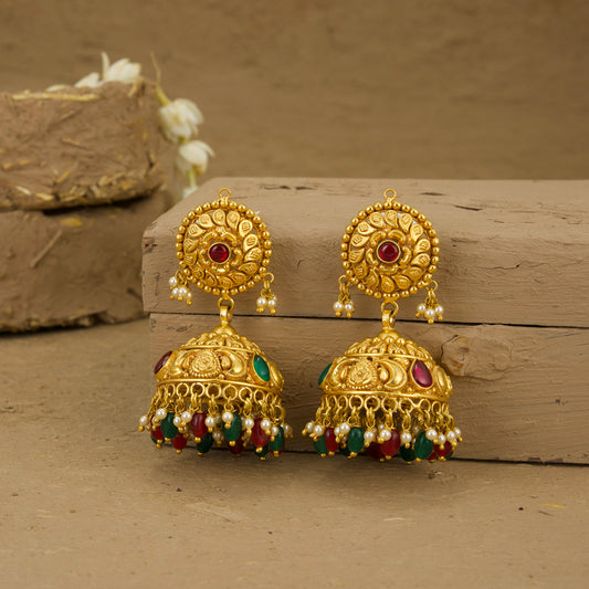 Zaria Jhumki Handcrafted Gold Plated