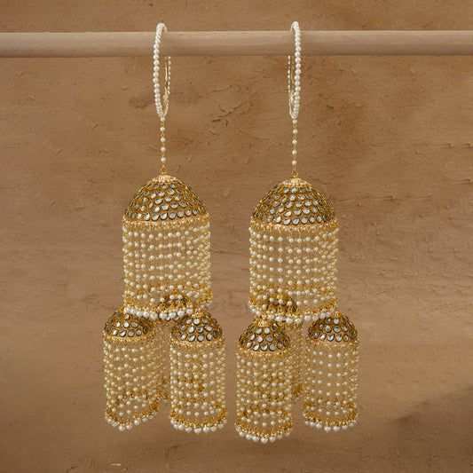 Noorani kundan Gold Plated Kalira With Shell Pearls