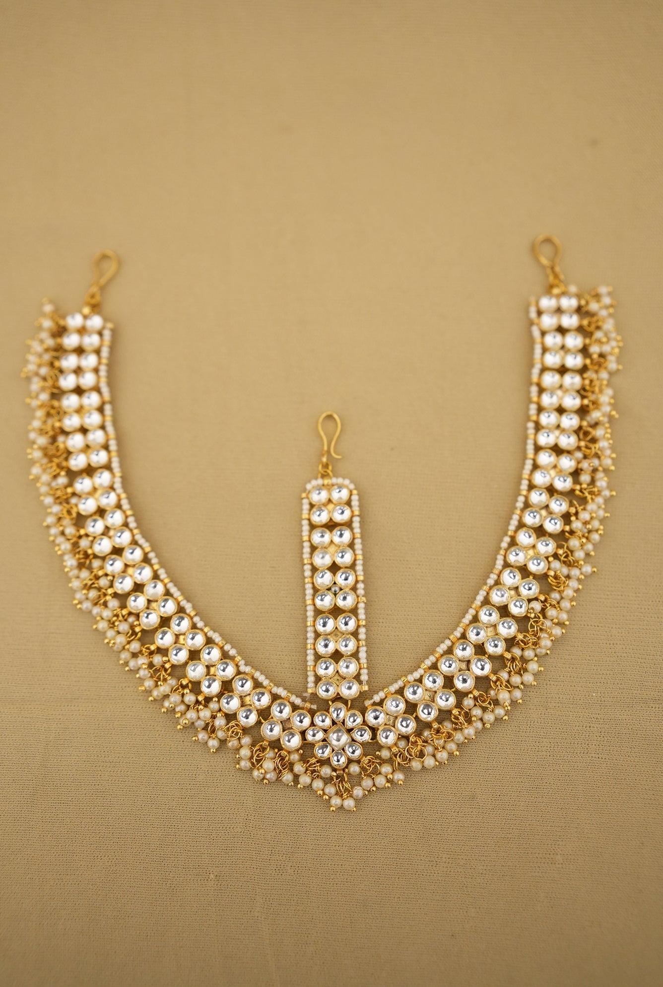 Teesha   Kundan  Matha Patti Handcrafted Gold Plated