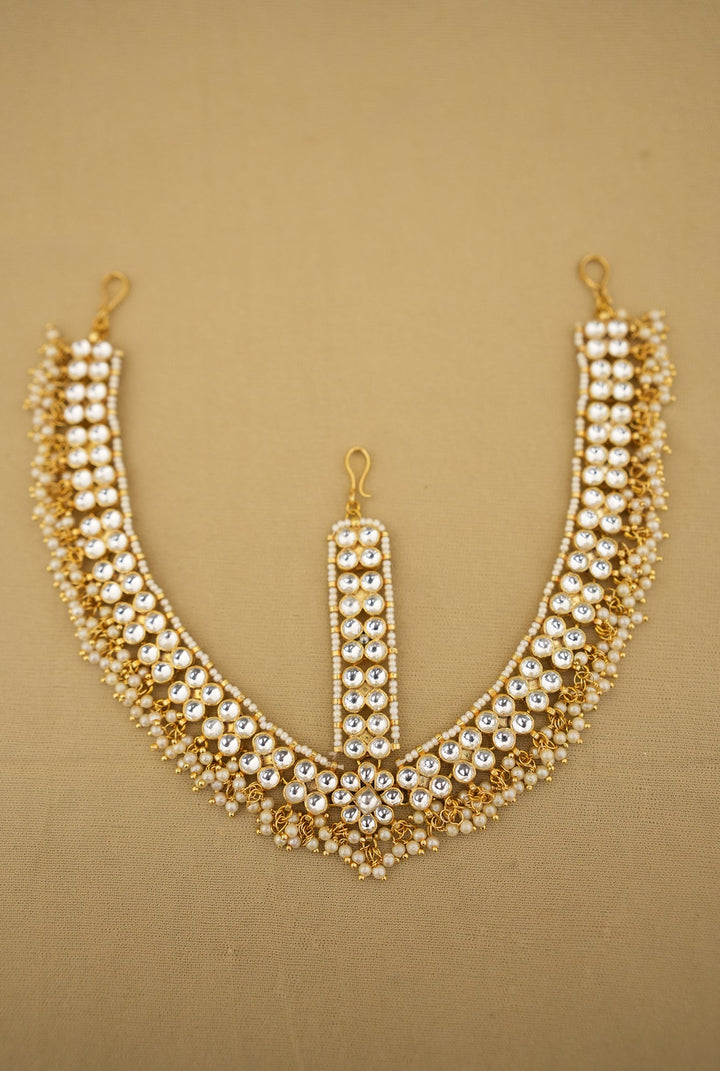 Teesha   Kundan  Matha Patti Handcrafted Gold Plated