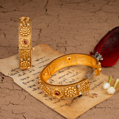 Ridhima Bangles Openable - Gold Plated