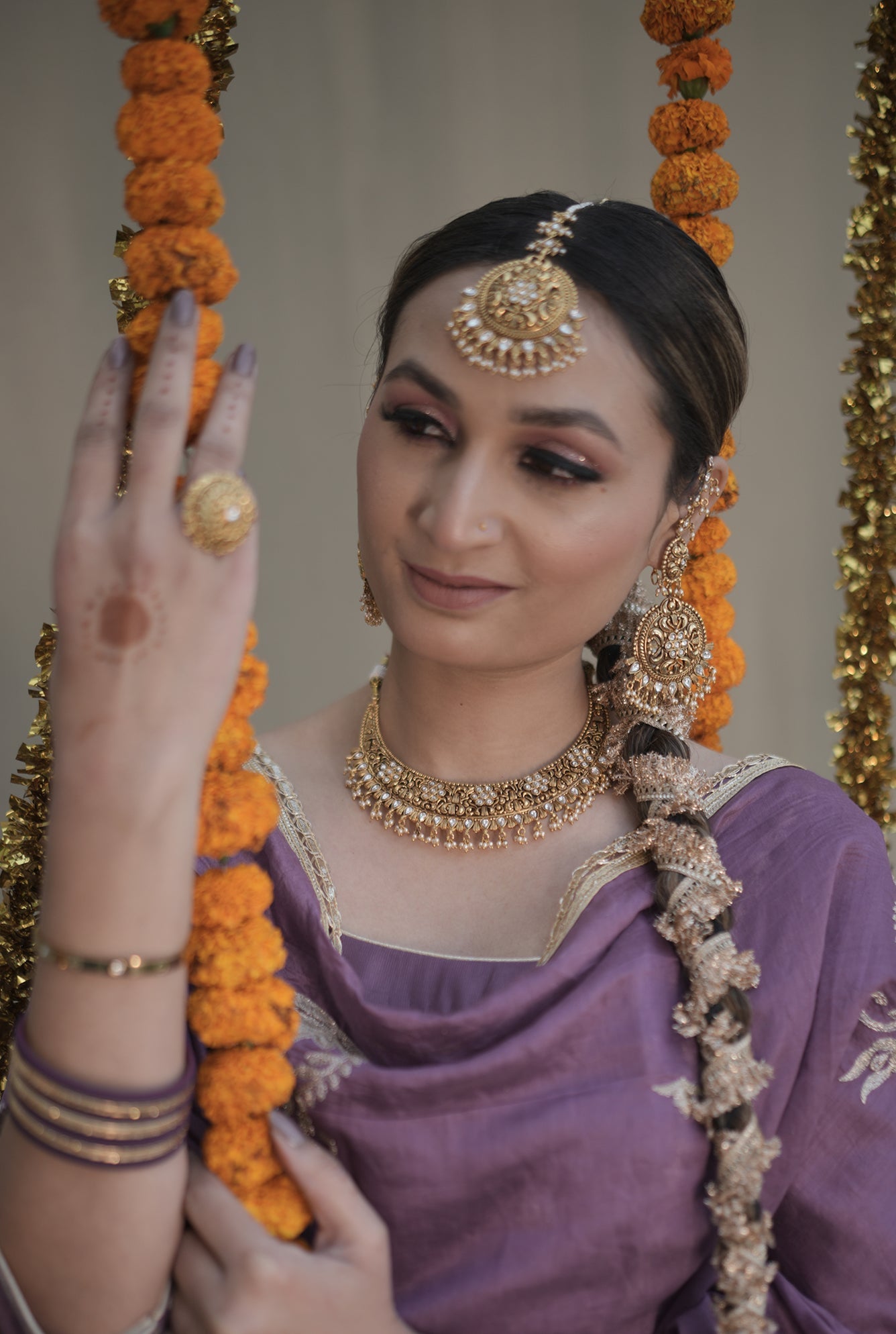 Komal Necklace Earing Tika Handcrafted Gold Plated