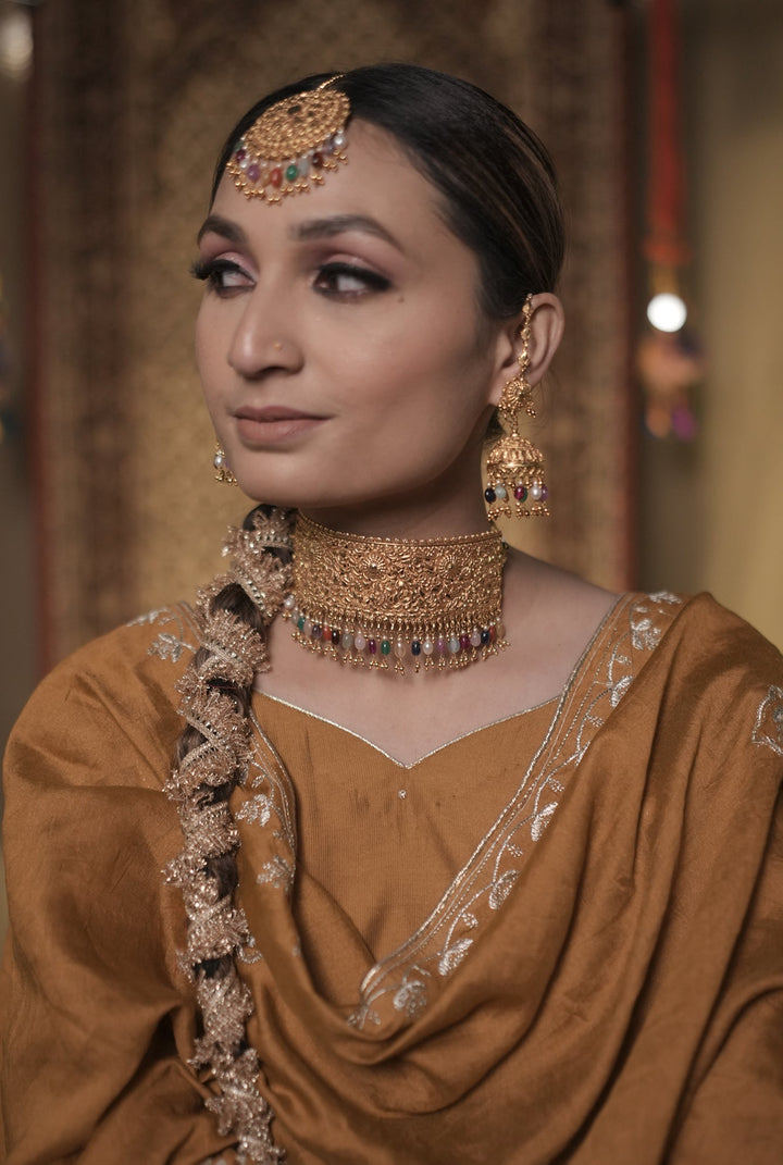 Ruchi choker Earing Tikka Handcrafted Gold Plated