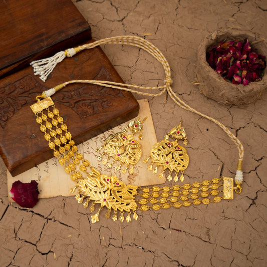Aafreen Set Choker Earings Handcrafted Gold Plated
