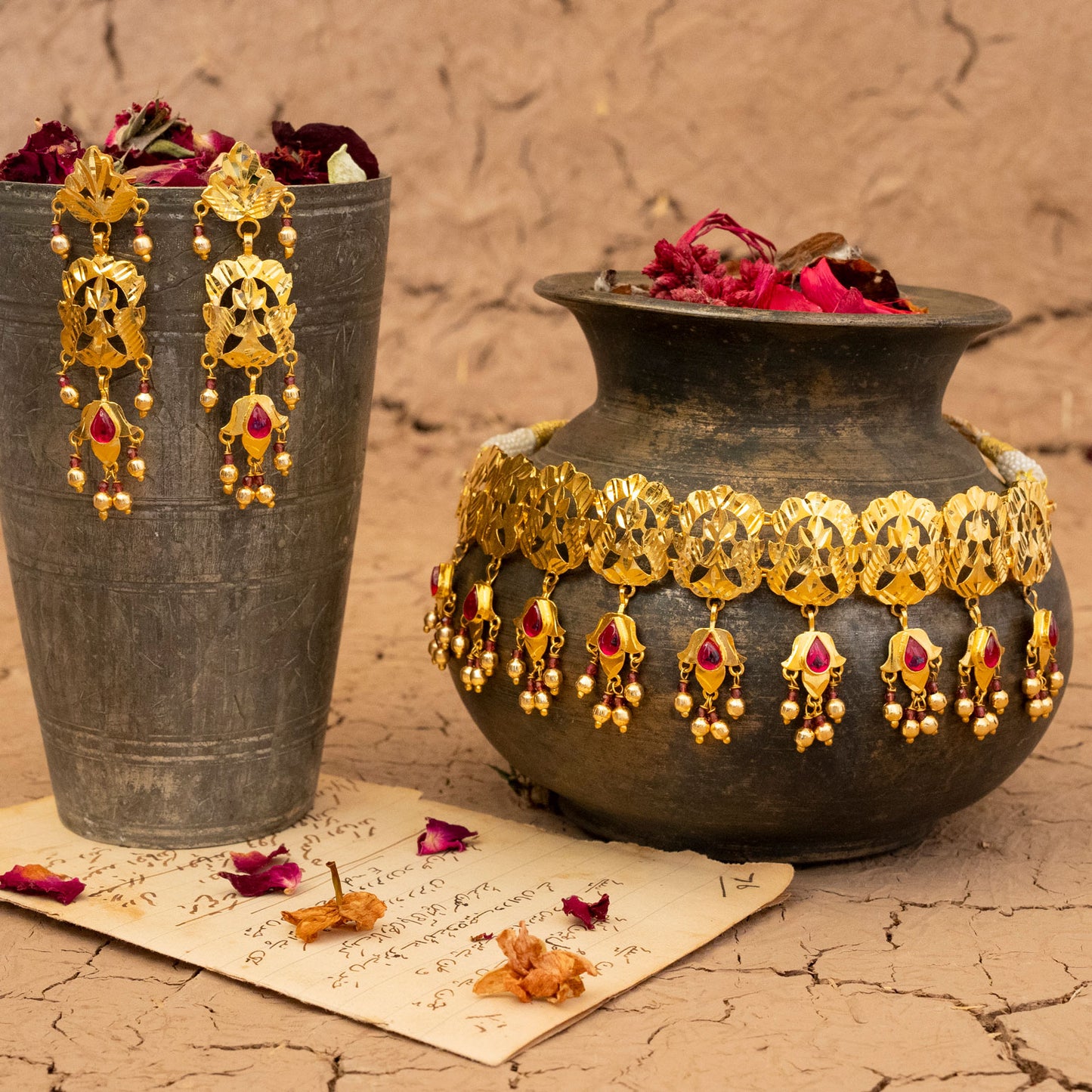 Khushboo Set Choker Earings Handcrafted Gold Plated