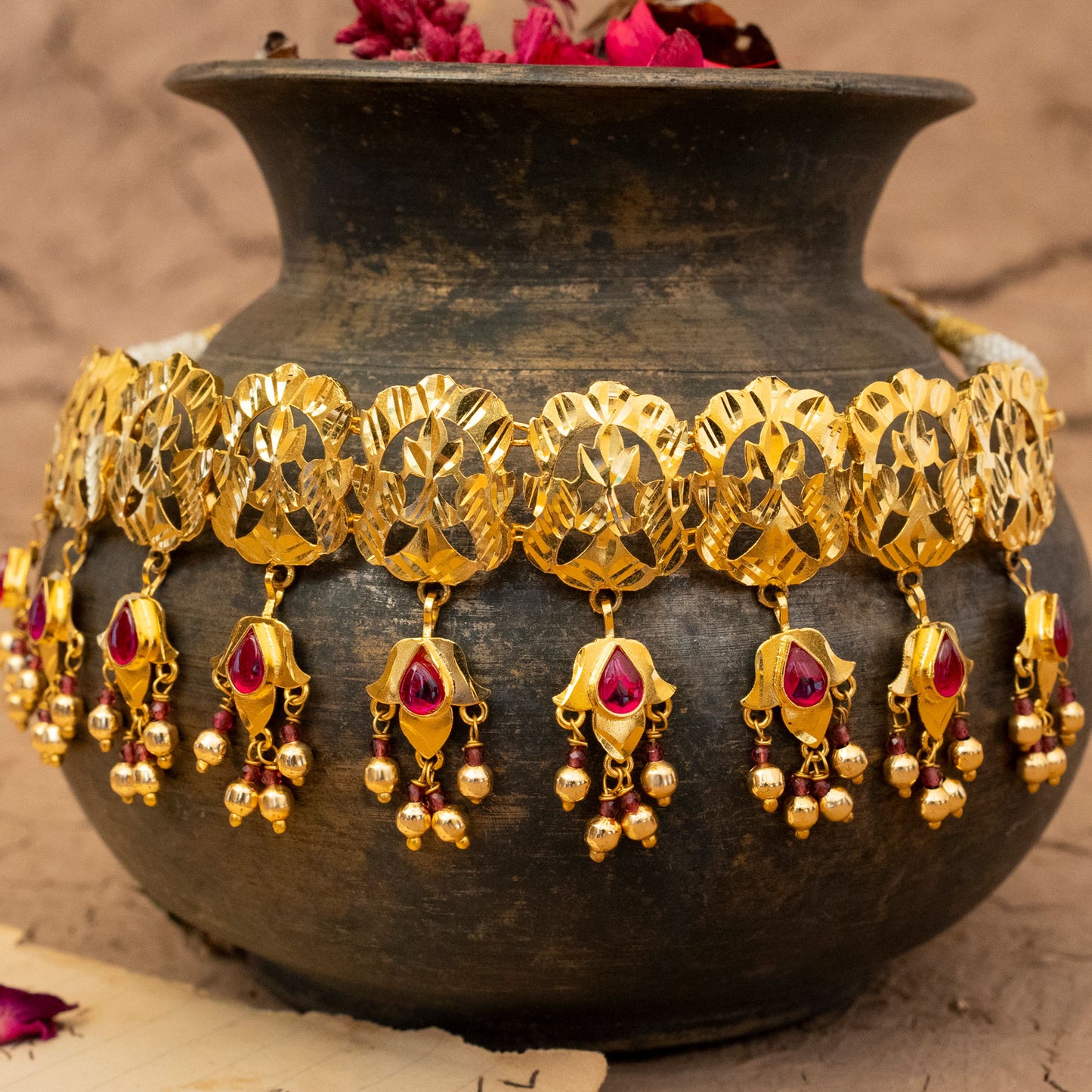 Khushboo Set Choker Earings Handcrafted Gold Plated