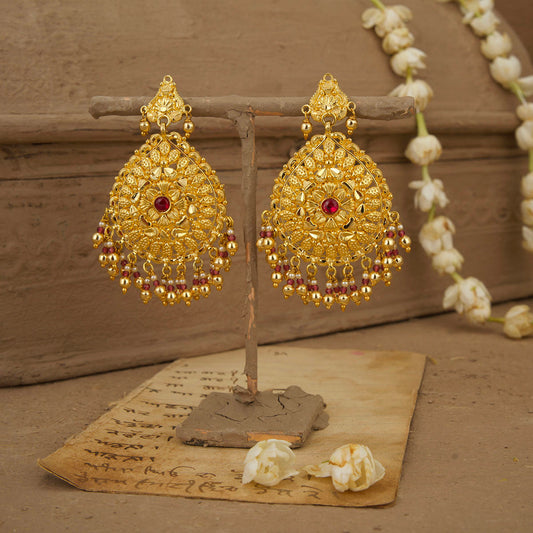 Teesha  Earrings Handcrafted Gold Plated