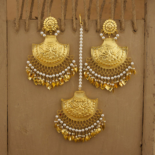 Tirveni Earring Tikka Handcrafted Gold Plated