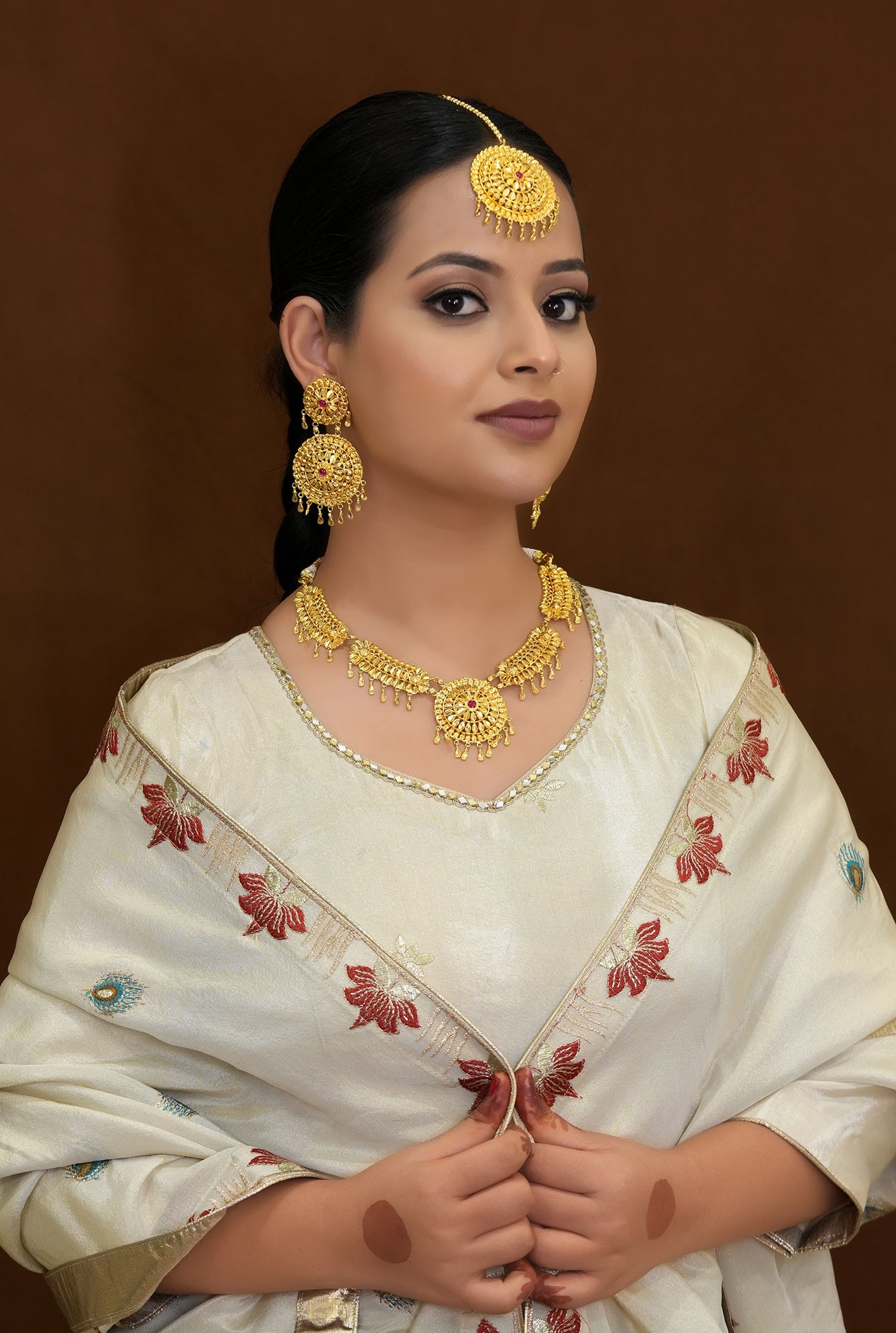 Rasa  Necklace Earing Tika Handcrafted Gold Plated